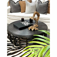 Angie Coffee Table in Black Rattan