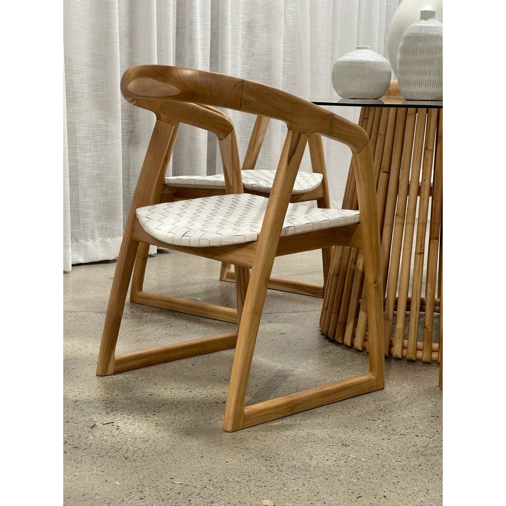 Mabel Dining Chair in White Leather