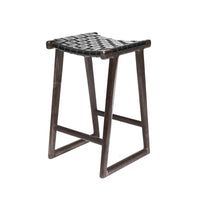 Bailey | Kitchen Stool Leather Black Chocolate Frame