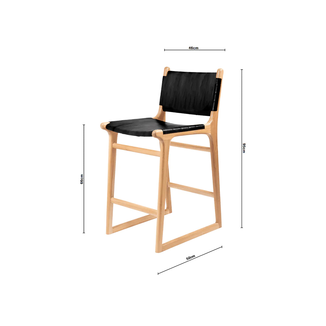 Daisy | Kitchen Stool Leather Black