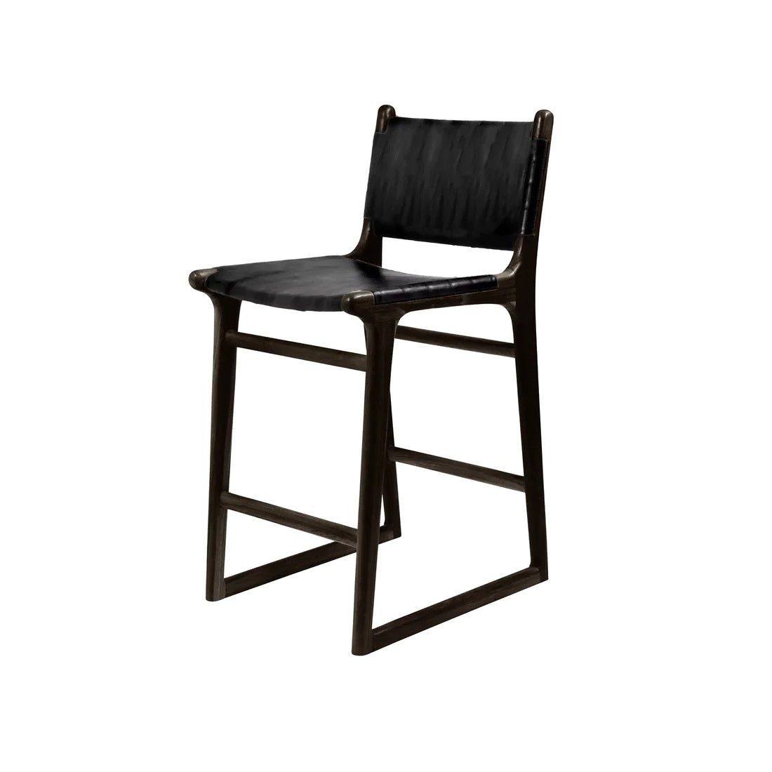 Daisy | Kitchen Stool Leather Black Chocolate Frame