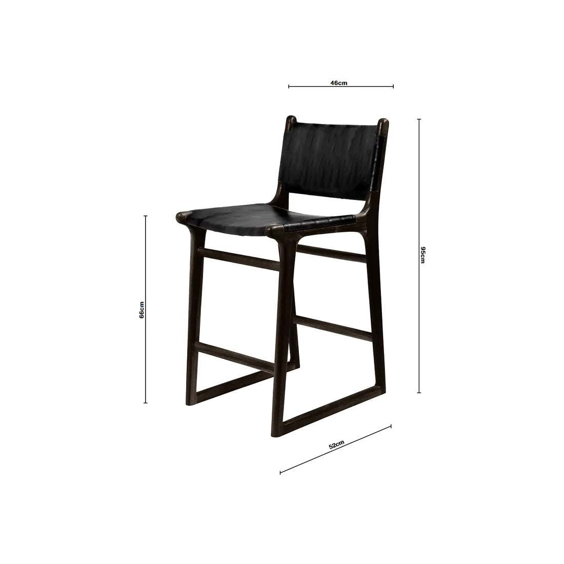 Daisy | Kitchen Stool Leather Black Chocolate Frame