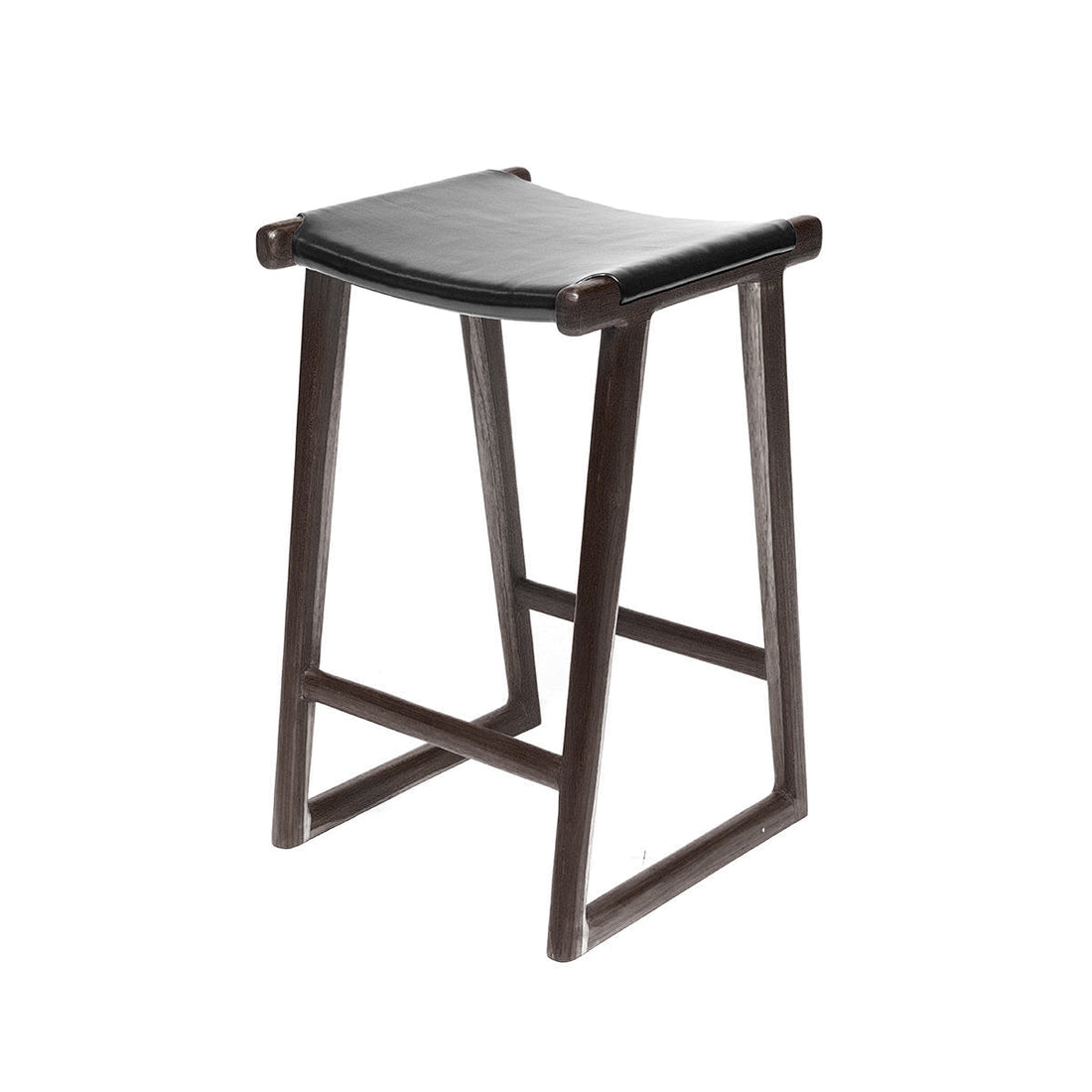 Emma | Kitchen Stool Leather Black Chocolate Frame