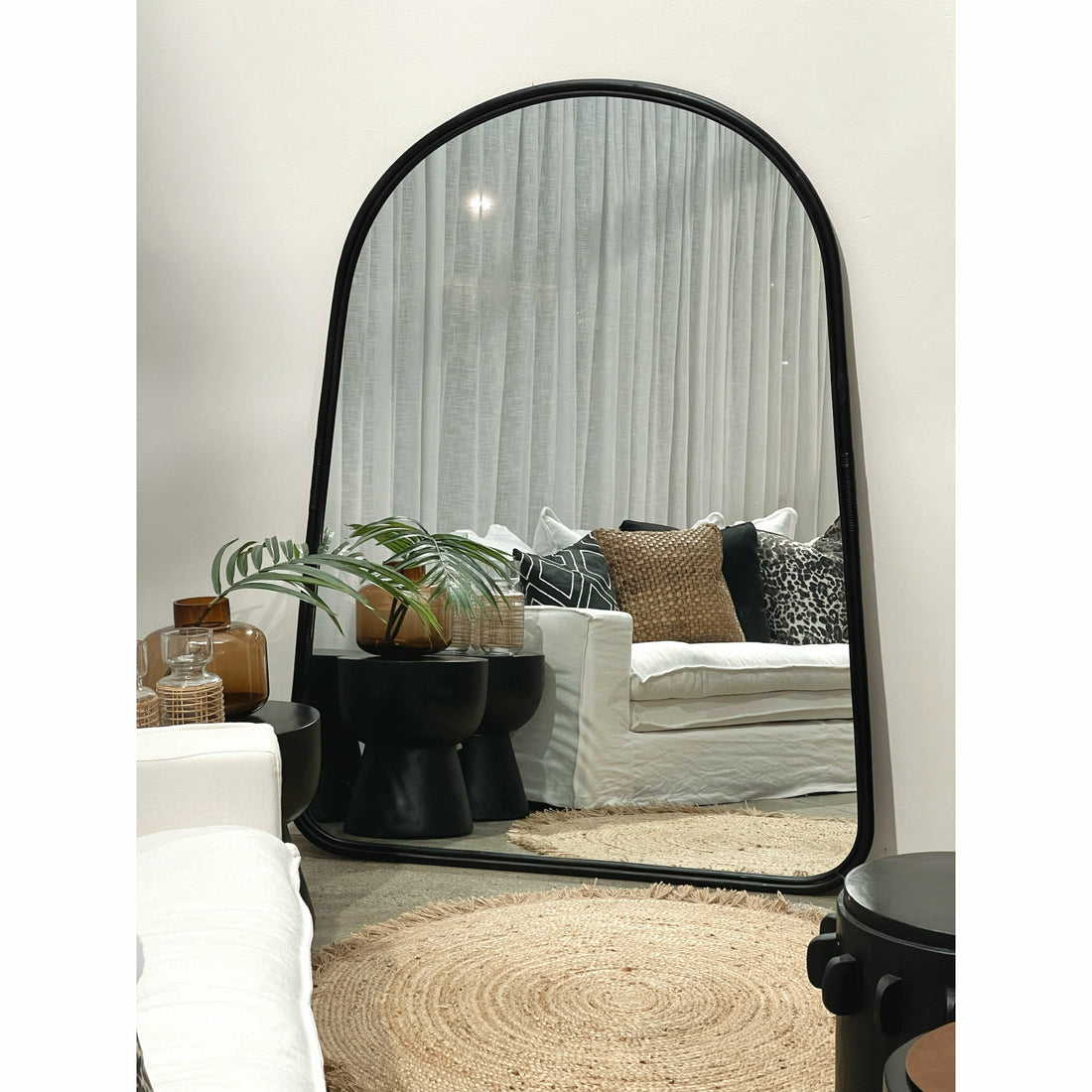 Ava Mirror Rattan Black