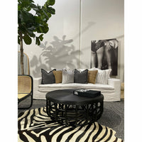 Designer Angie Coffee Table in Black Rattan