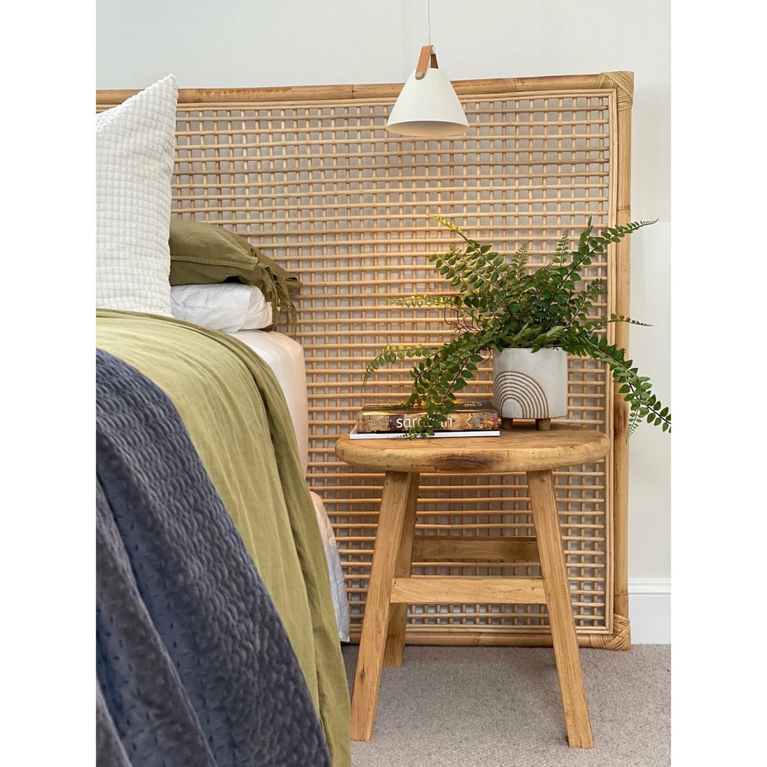 Karley Extra-Wide Bedhead in Natural Rattan