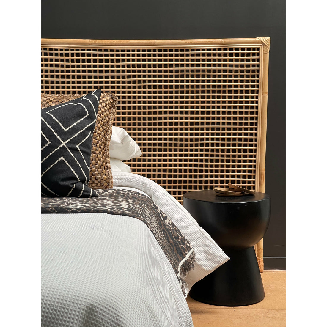 Karley Extra-Wide Bedhead in Natural Rattan
