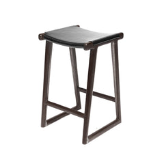 Emma | Kitchen Stool Leather Black Chocolate Frame