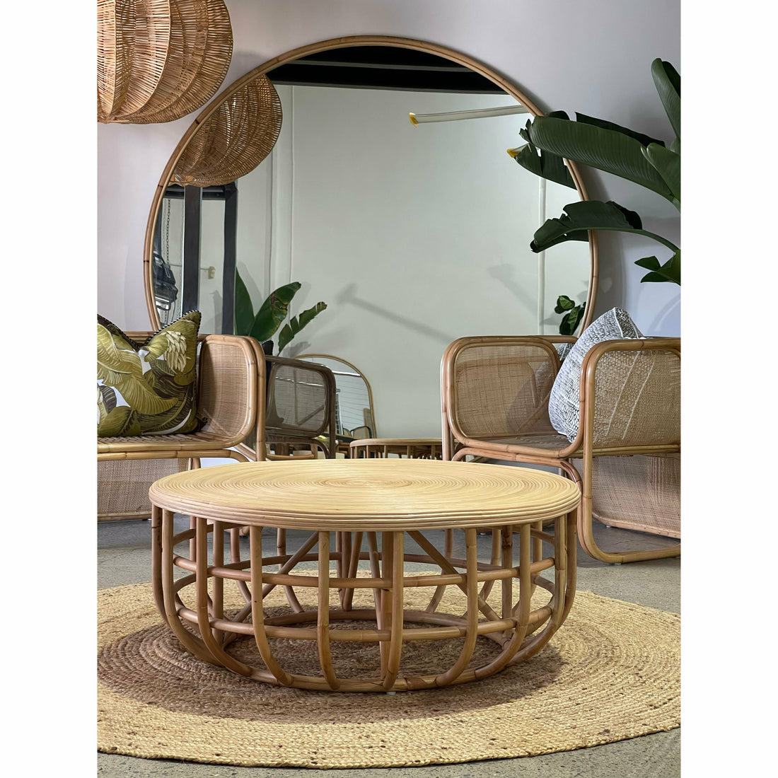 Angie Coffee Table in Natural Rattan